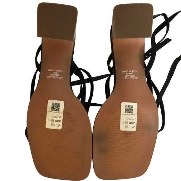 ASOS Design Women Hana Toe Thong Sandals Black Strappy Mid Heel Size 10 Wide - Picture 5 of 6